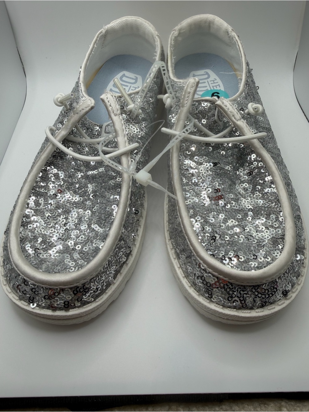 Hey Dude Silver Sequin Slip-On Athletic Sneakers